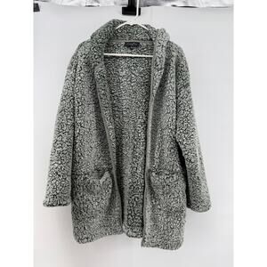 Love Tree Womens Jacket Faux Fur Sherpa Fleece Gray Cardigan Soft Long